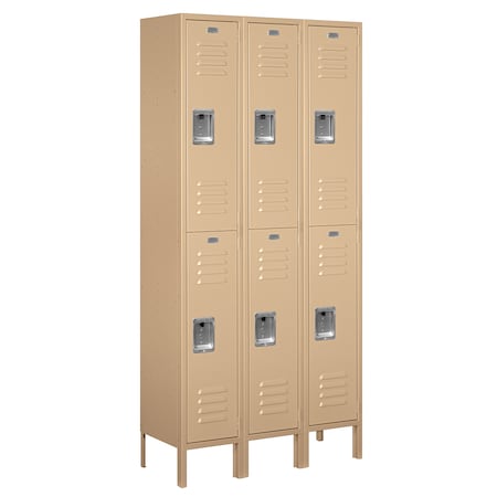Salsbury Industries Wardrobe Locker, 36" W, 12" D, 78" H, (3) Wide, (6) Openings, Tan 62362TN-U